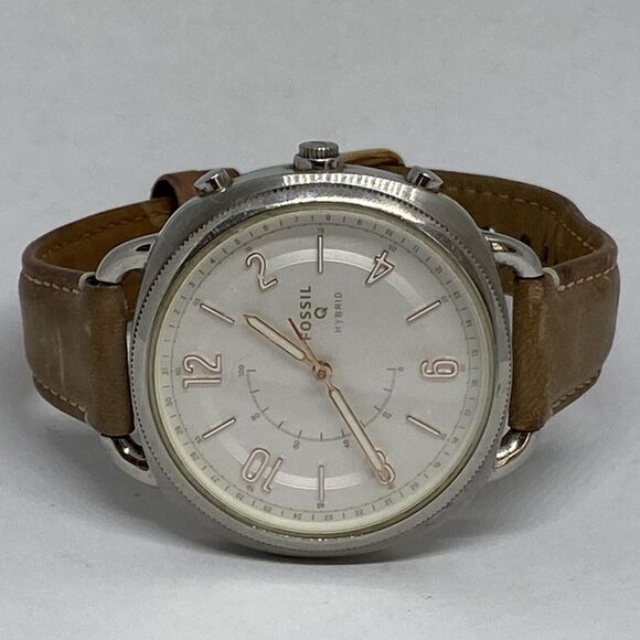 Fossil FTW1200 Women's Sand Leather Silver Analog Dial Hybrid Smartwatch CM547 - Picture 7 of 12